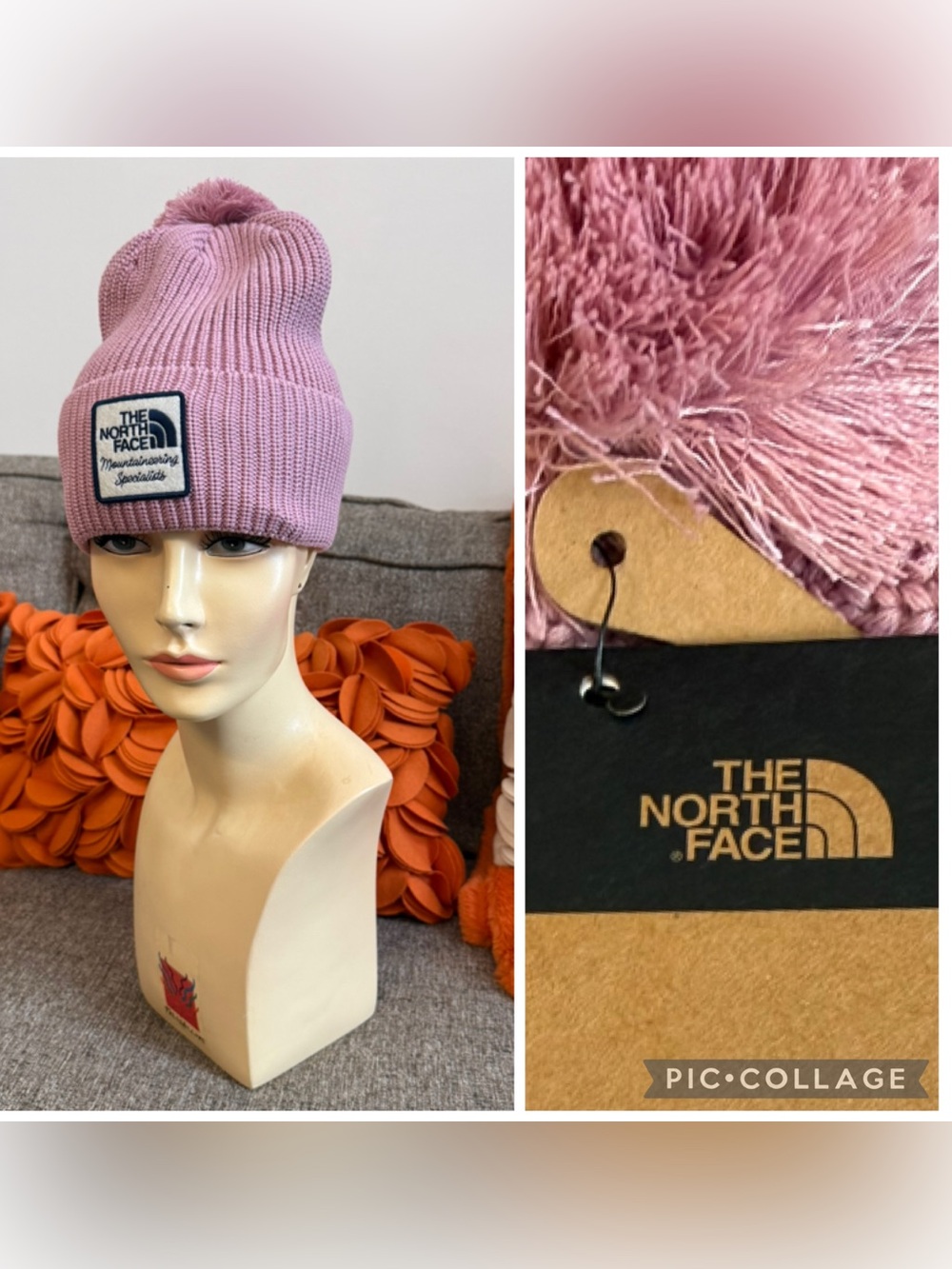 ❣️🆕The North Face Heritage Pom Beanie Mauve Knit Hat NFOA55KI1MI-One Size❣️
